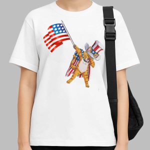 Dabbing Cat Oncle Sam Holding An America Flag Tshirt 2 Dabbing Cat Oncle Sam Holding An America Flag Tshirt