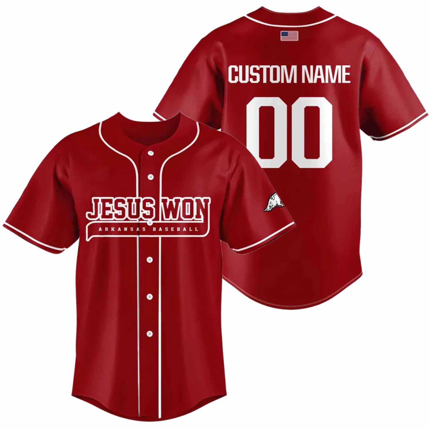 Arkansas Razorbacks Jesus Won Baseball Jersey Arkansas Razorbacks Jesus Won Baseball Jersey