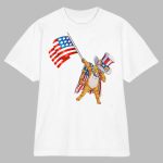 Dabbing Cat Oncle Sam Holding An America Flag Tshirt