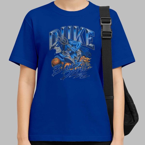Duke Blue Devils Retro Basketball Flame Mascot Shirt