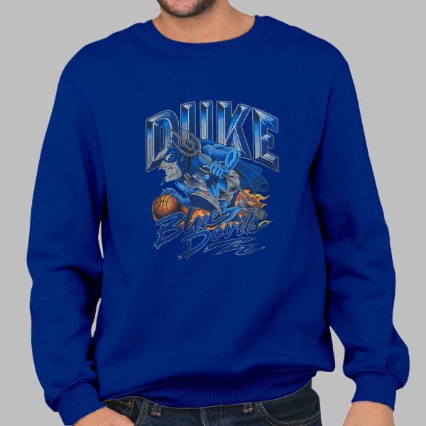 Duke Blue Devils Retro Basketball Flame Mascot Shirt