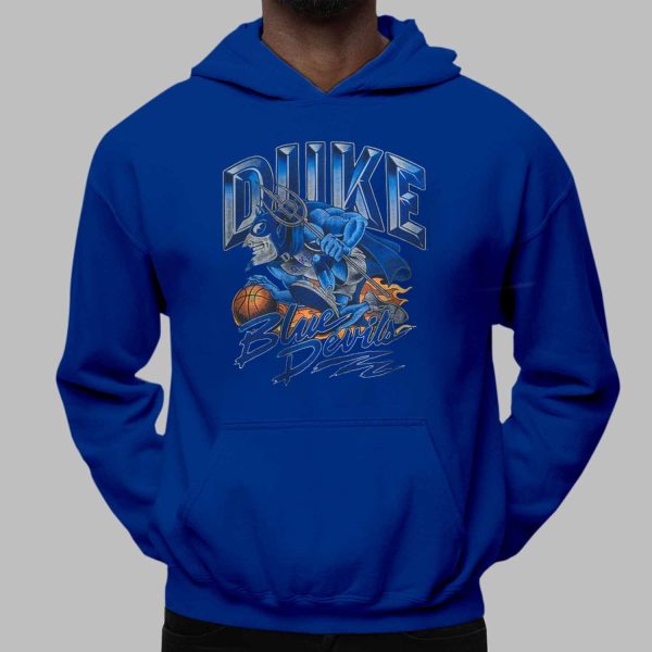 Duke Blue Devils Retro Basketball Flame Mascot Shirt