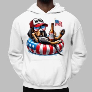 Coonhound Dog American Flag Float Merica Fourth of July Shirt