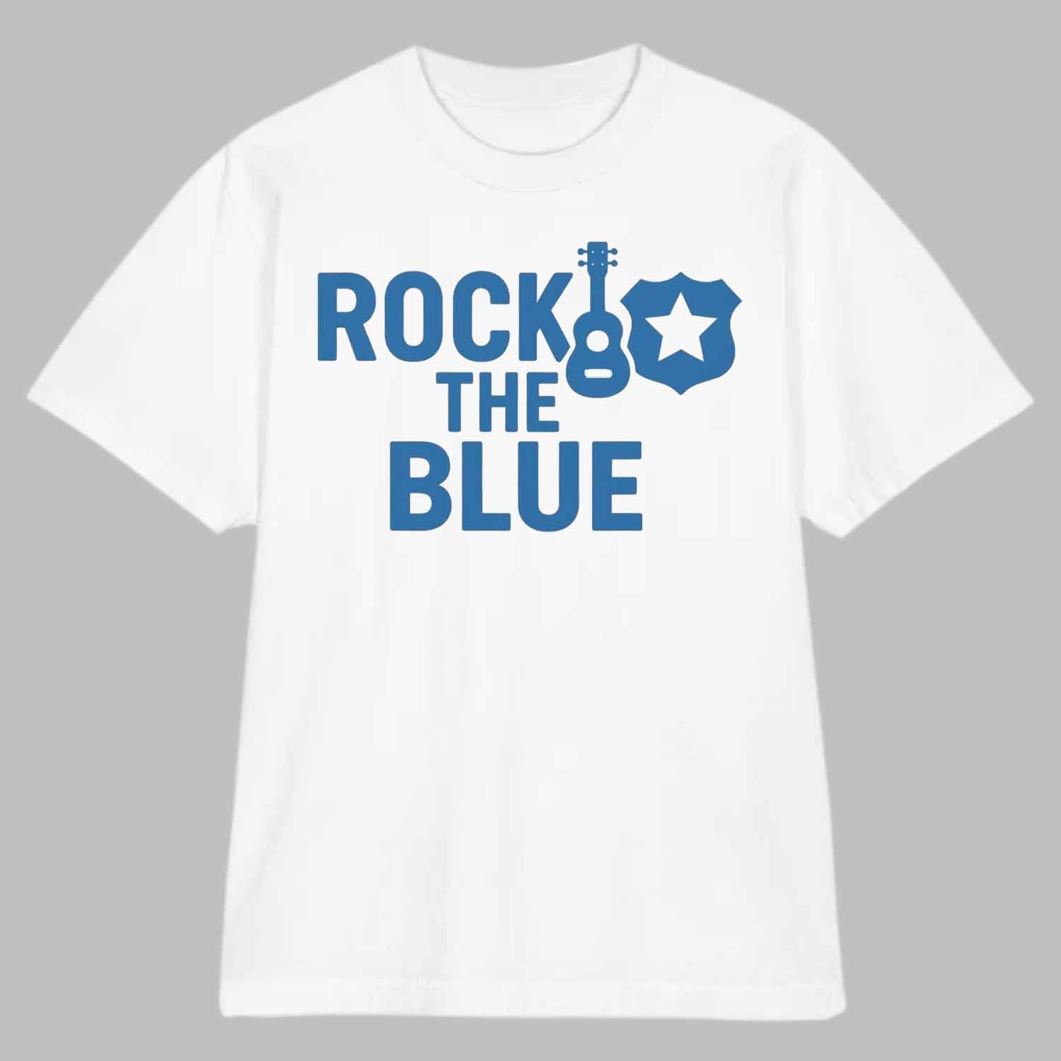 Guitar and Badge Rock the Blue Shirt Guitar and Badge Rock the Blue Shirt