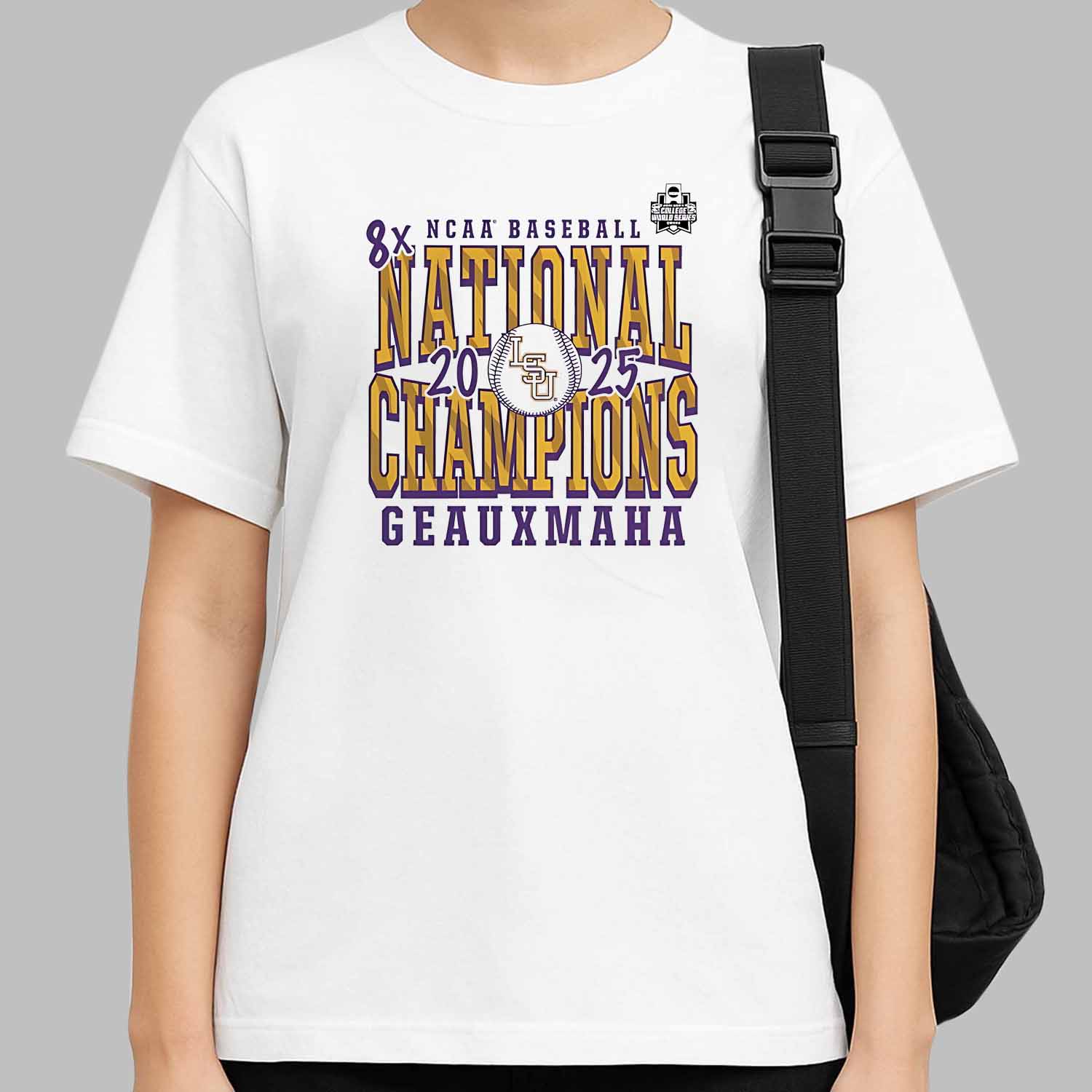 LSU Tigers 2025 NCAA Baseball Men’s College World Series 8x National Champions Geauxmaha T-Shirt LSU Tigers 2025 NCAA Baseball Men’s College World Series 8x National Champions Geauxmaha T-Shirt