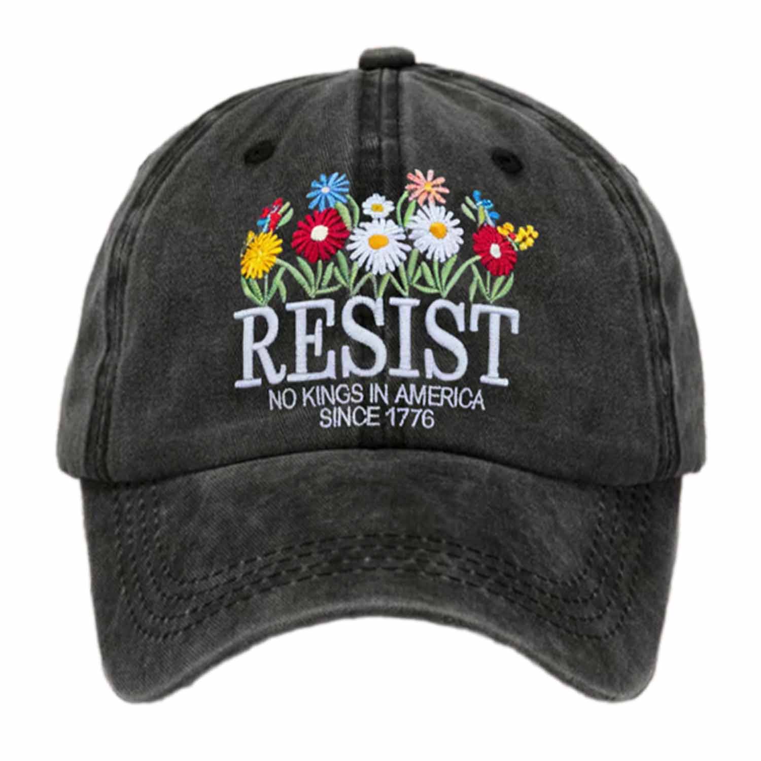 Resistance Floral USA Kingless Embroidery Washed Cotton Hat Resistance Floral USA Kingless Embroidery Washed Cotton Hat
