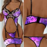 Wicked Wink Skull Lace Garter Bodysuit Sleepwear Set