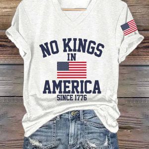Women's No Kings In America Printed Casual T Shirt
