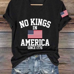Women's No Kings In America Printed Casual T Shirt