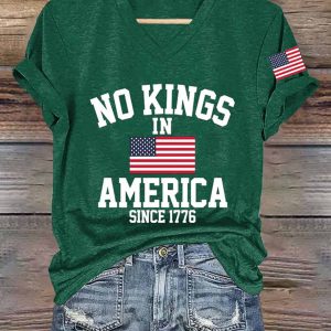 Women's No Kings In America Printed Casual T Shirt