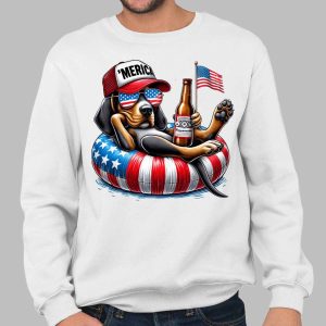 Coonhound Dog American Flag Float Merica Fourth of July Shirt