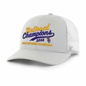 47 LSU Tigers 2025 Mens College World Series Champs Trucker Adjustable Hat