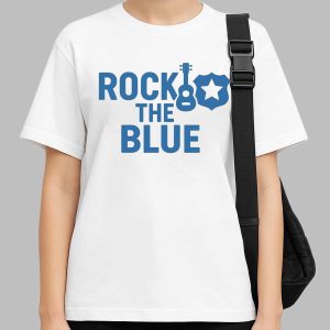 Guitar and Badge Rock the Blue Shirt