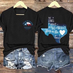 Texas Strong The Stars At Night Are Big And Bright Deep In The Heart Of Texas Print T Shirt 2