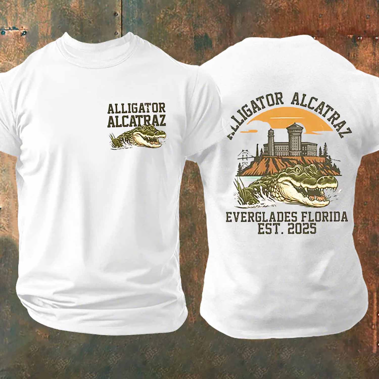 Alligator Alcatraz Funny Florida Everglades Dark Humor Short Sleeve Shirt Alligator Alcatraz Funny Florida Everglades Dark Humor Short Sleeve Shirt