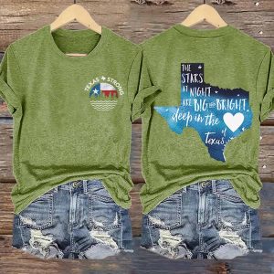 Retro Texas Strong The Stars At Night Are Big And Bright Deep In The Heart Of Texas Print T Shirt 2
