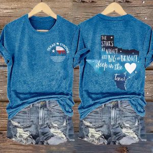 Retro Texas Strong The Stars At Night Are Big And Bright Deep In The Heart Of Texas Print T Shirt 3