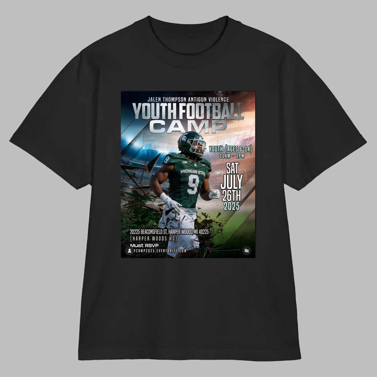 Jalen Thompson Anti Gun VIolence Youth Football Camp Sat July 26Th 2025 Poster Shirt Jalen Thompson Anti Gun VIolence Youth Football Camp Sat July 26Th 2025 Poster Shirt