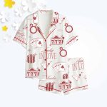 Lucky In Love Bachelorette Casino Bachelorette Party Los Vegas Bachelorette Martini Print Satin Pajama Set