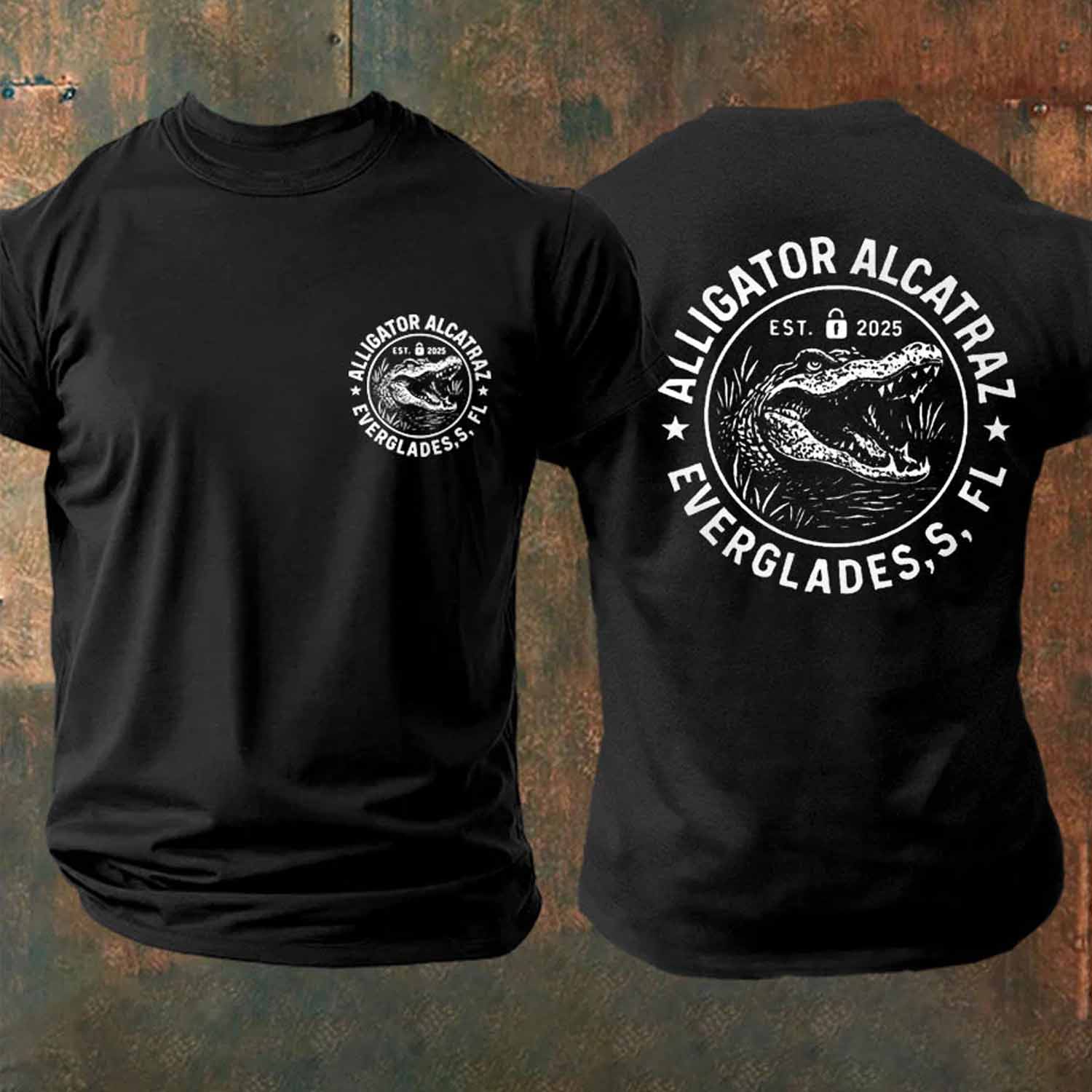 Men's Retro Alligator Alcatraz Funny Florida Everglades Dark Humor T Shirt Men's Retro Alligator Alcatraz Funny Florida Everglades Dark Humor T Shirt