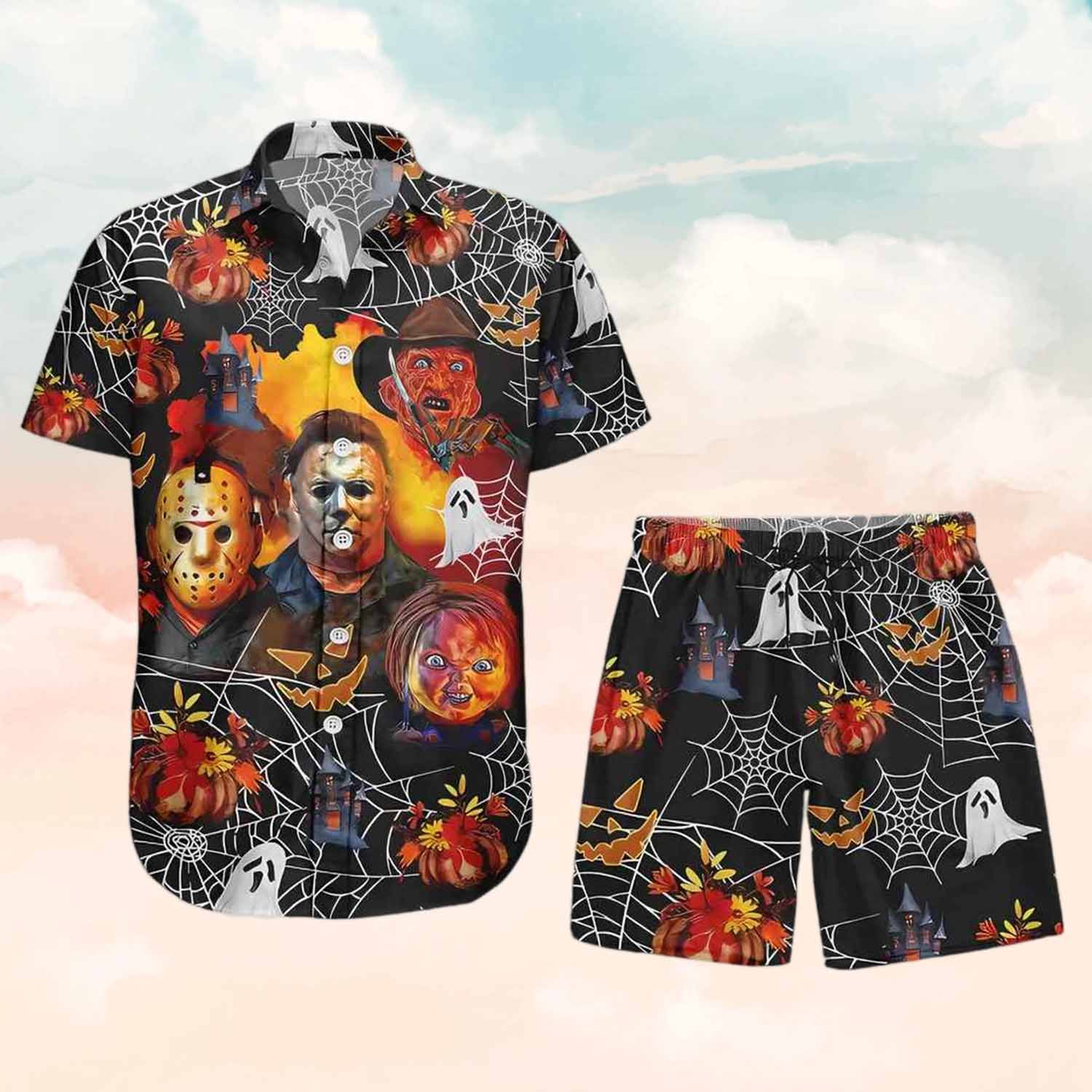 Michael Myers Jason Chucky Freddy Krueger Spooky Hawaiian Shirt Michael Myers Jason Chucky Freddy Krueger Spooky Hawaiian Shirt