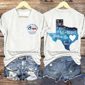 Texas Strong The Stars At Night Are Big And Bright Deep In The Heart Of Texas Print T Shirt 1