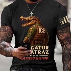 Alligator Alcatraz Funny Florida Everglades Dark Humor Short Sleeve Shirt