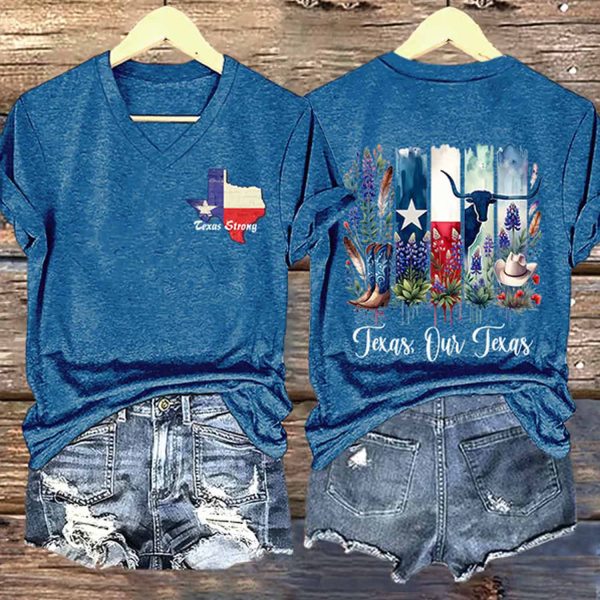 Retro Texas Strong Texas Our Texas Print T-Shirt
