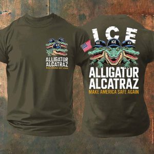 Retro Alligator Alcatraz Funny Florida Everglades Dark Humor T-shirt