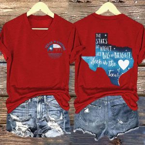 Texas Strong The Stars At Night Are Big And Bright Deep In The Heart Of Texas Print T Shirt