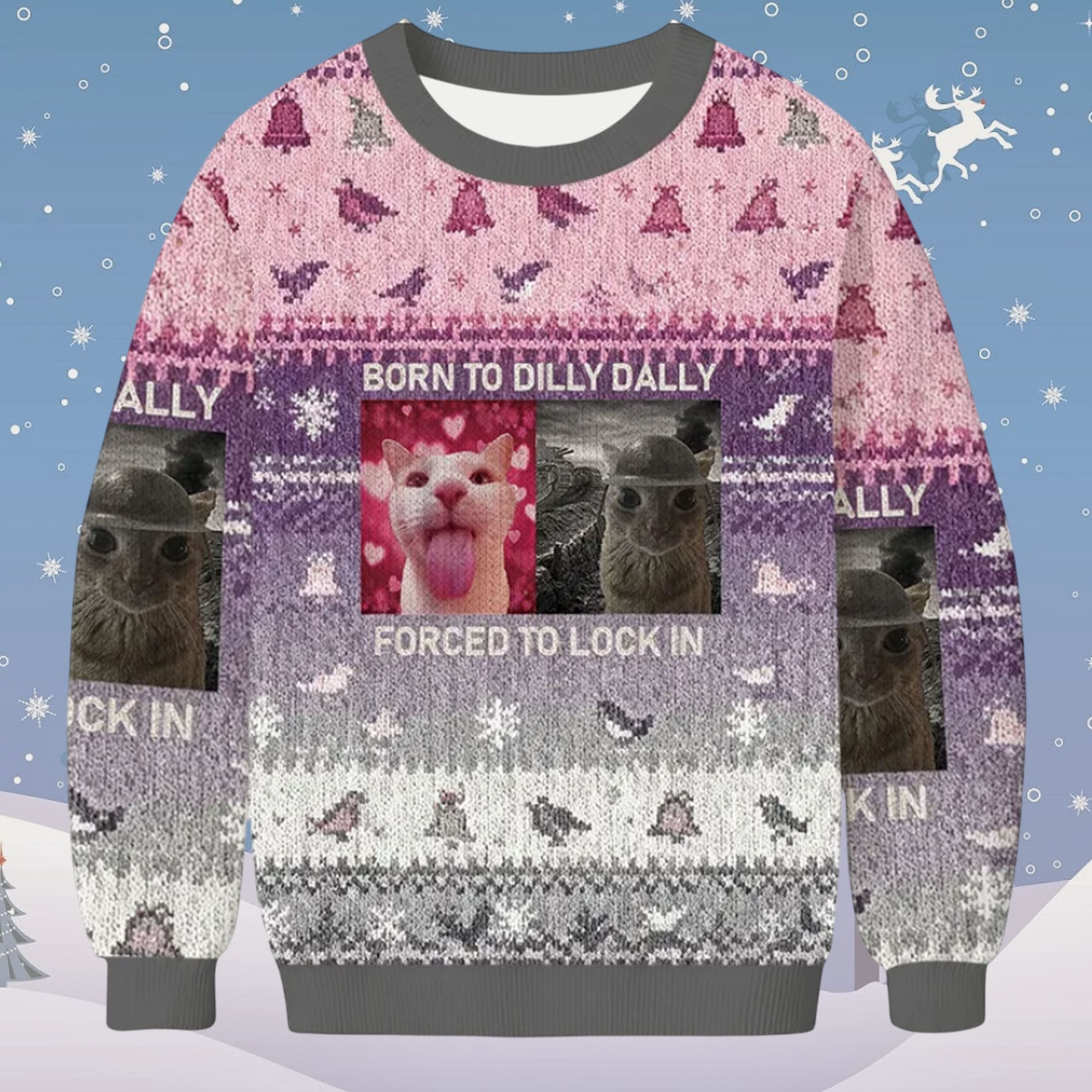 Born To Dilly Dally Forced To Lock In Christmas Ugly Sweater Born To Dilly Dally Forced To Lock In Christmas Ugly Sweater
