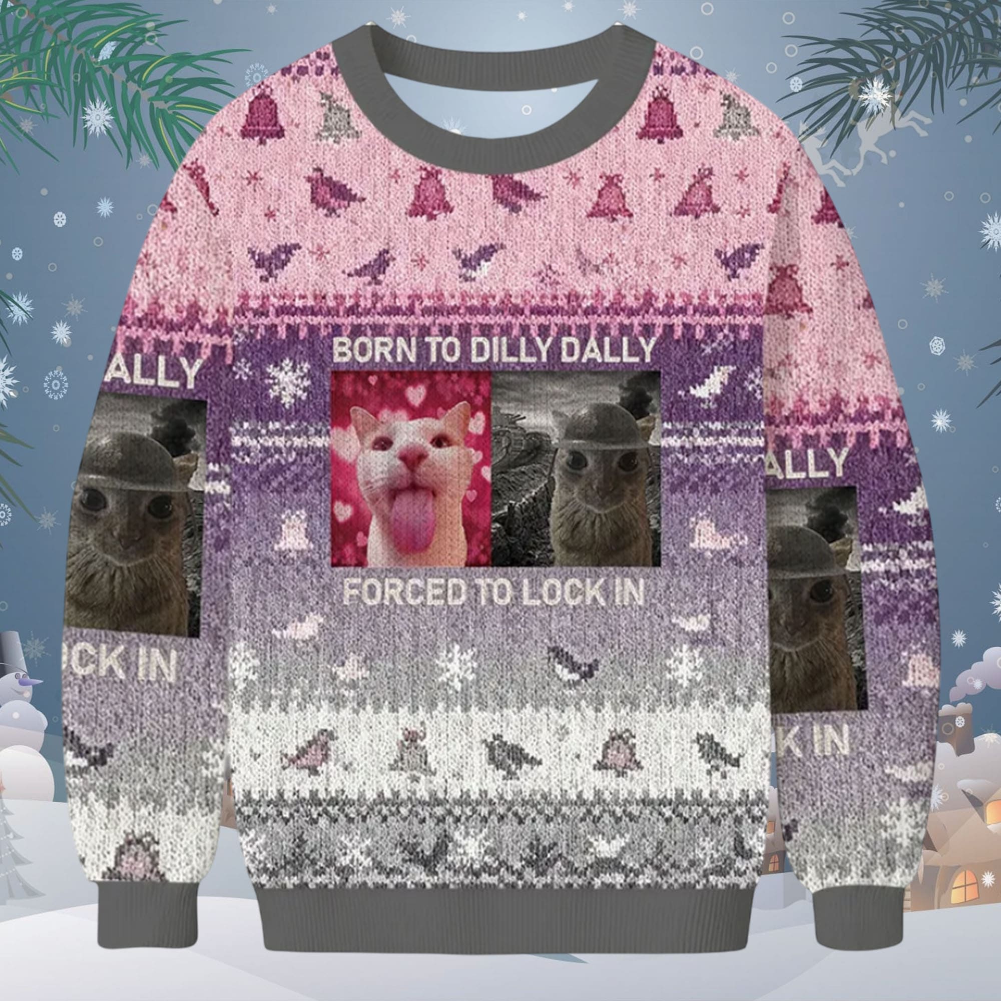 Born To Dilly Dally Forced To Lock In Christmas Ugly Sweater Born To Dilly Dally Forced To Lock In Christmas Ugly Sweater