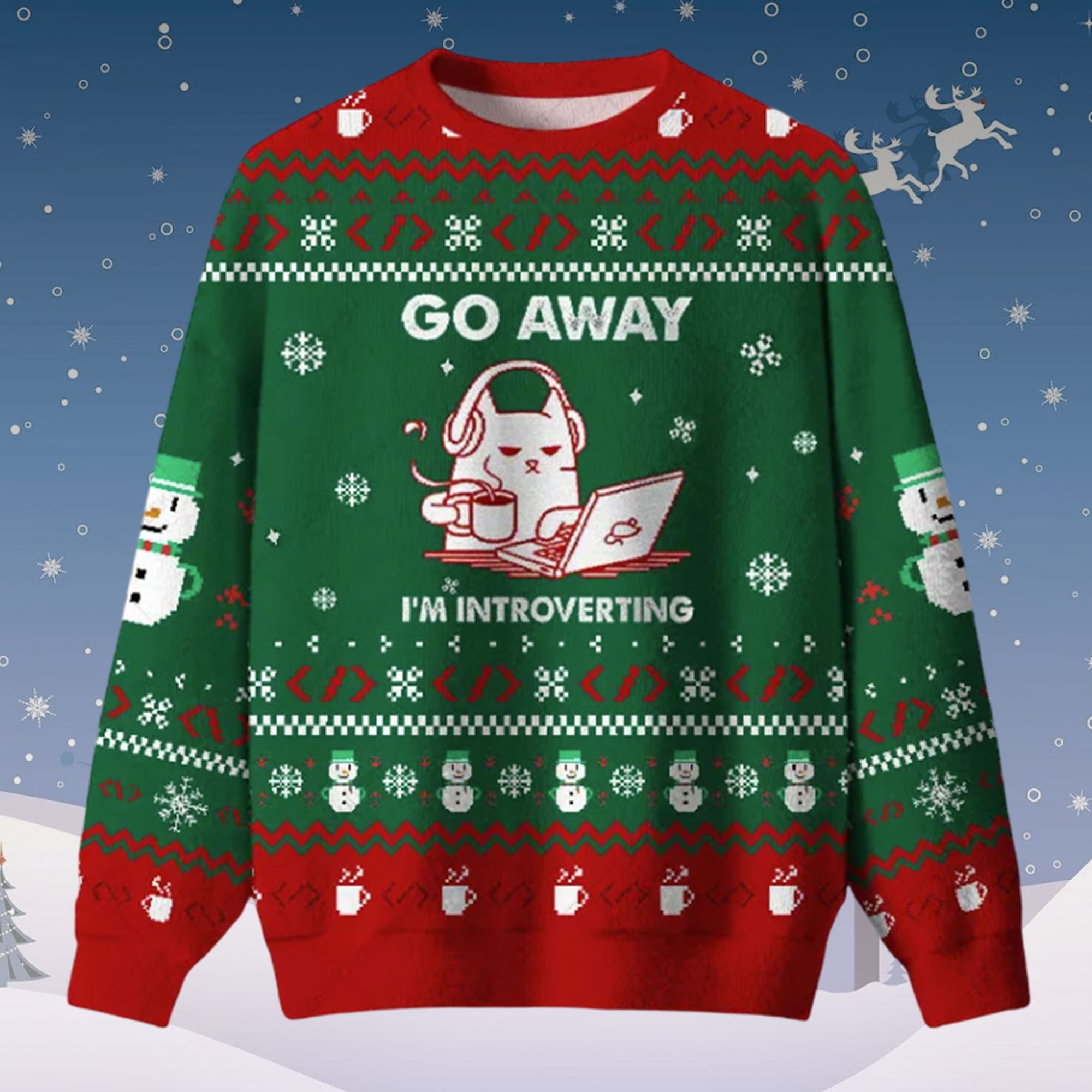 Go Away Im Introverting Ugly Christmas Sweater Go Away Im Introverting Ugly Christmas Sweater