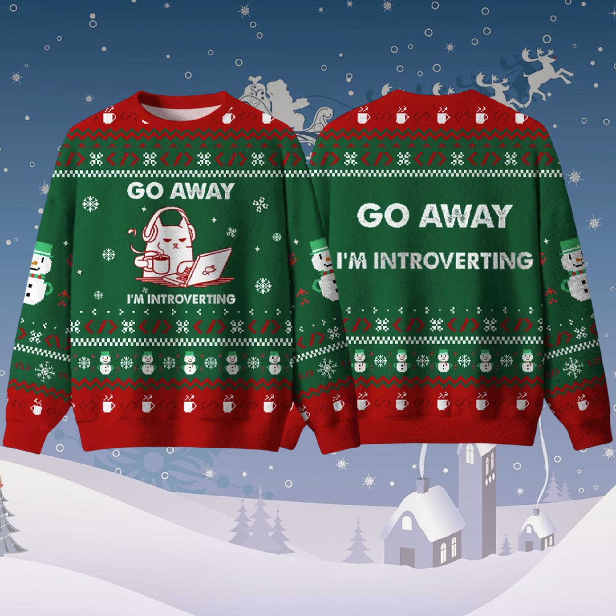 Go Away Im Introverting Ugly Christmas Sweater