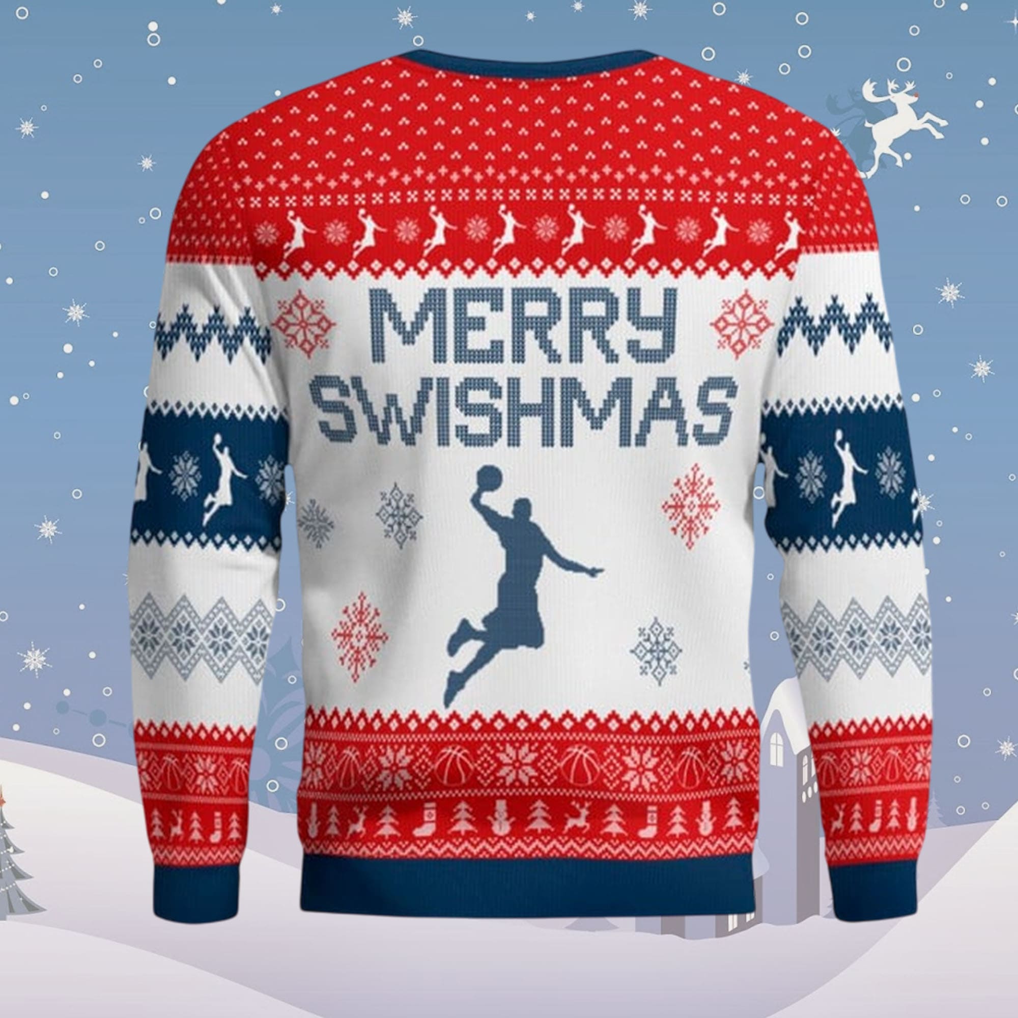 Merry Swishmas Basketball Ugly Christmas Sweater Merry Swishmas Basketball Ugly Christmas Sweater