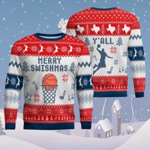 Merry Swishmas Yall Texas Basketball Ugly Sweater