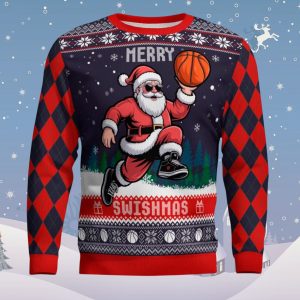 Santa Claus Merry Swishmas Basketball Ugly Sweater 1 Santa Claus Merry Swishmas Basketball Ugly Sweater