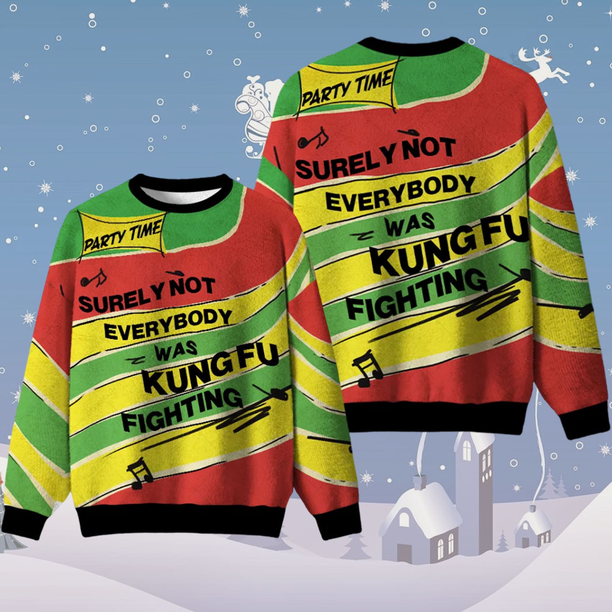 Surely Not Everybody Was Kung Fu Fighting Ugly Christmas Sweater Surely Not Everybody Was Kung Fu Fighting Ugly Christmas Sweater