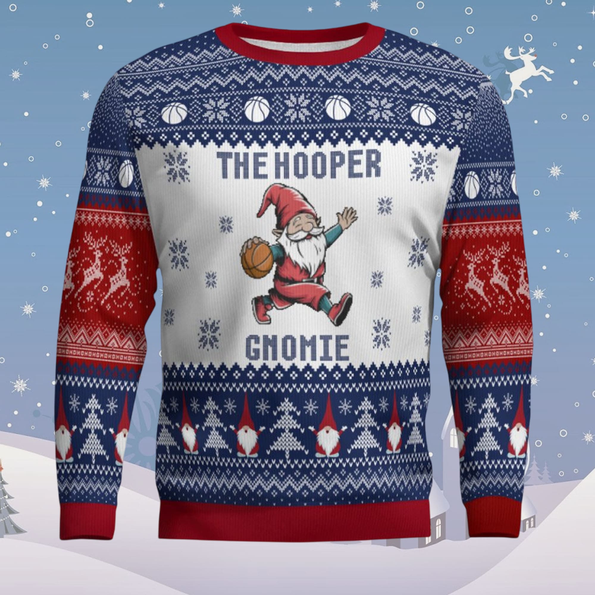 The Hooper Gnomie Basketball Christmas Ugly Sweater The Hooper Gnomie Basketball Christmas Ugly Sweater