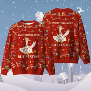 Overstimulated But Festive Ugly Christmas Sweater