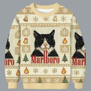 Funny Cat Smoking Cigarette Meme Christmas Ugly Sweater 1 Funny Cat Smoking Cigarette Meme Christmas Ugly Sweater