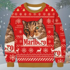 Marlboro Funny Smoking Cat Meme Christmas Ugly Sweater