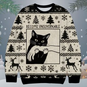 Black Cat Become Ungovernable Christmas Ugly Sweater 1 Black Cat Become Ungovernable Christmas Ugly Sweater