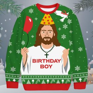 Funny Jesus Birthday Boy Christmas Ugly Sweater