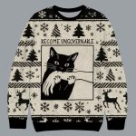 Black Cat Become Ungovernable Christmas Ugly Sweater
