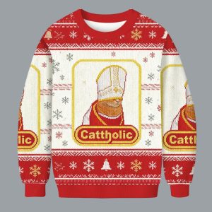 Cattholic Cat Funny Christmas Ugly Sweater 1 Cattholic Cat Funny Christmas Ugly Sweater