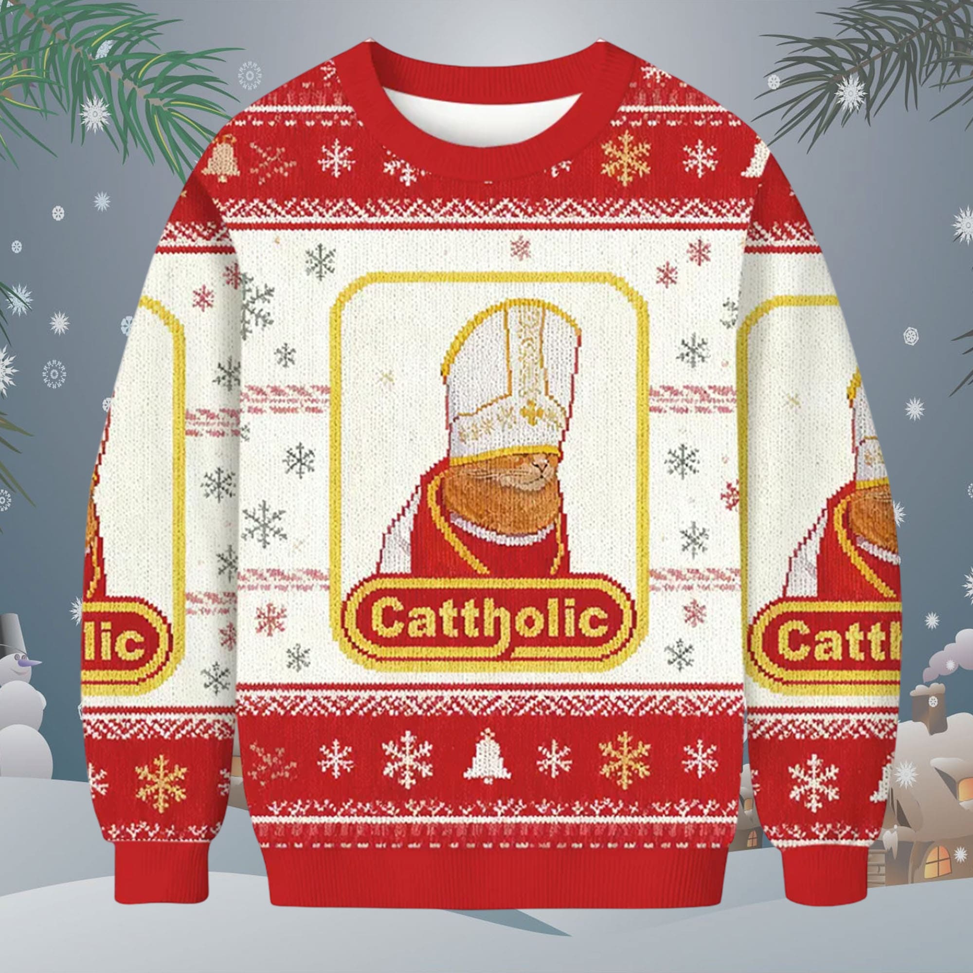 Cattholic Cat Funny Christmas Ugly Sweater Cattholic Cat Funny Christmas Ugly Sweater