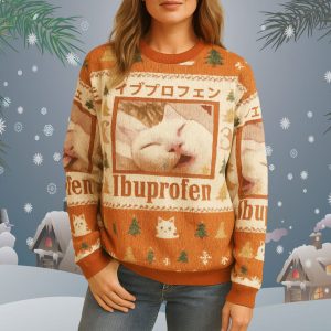 Ibuprofen Meme Cat Christmas Ugly Sweater 1 Ibuprofen Meme Cat Christmas Ugly Sweater
