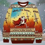 Frog Knight Where’s The Work Funny Christmas Sweater