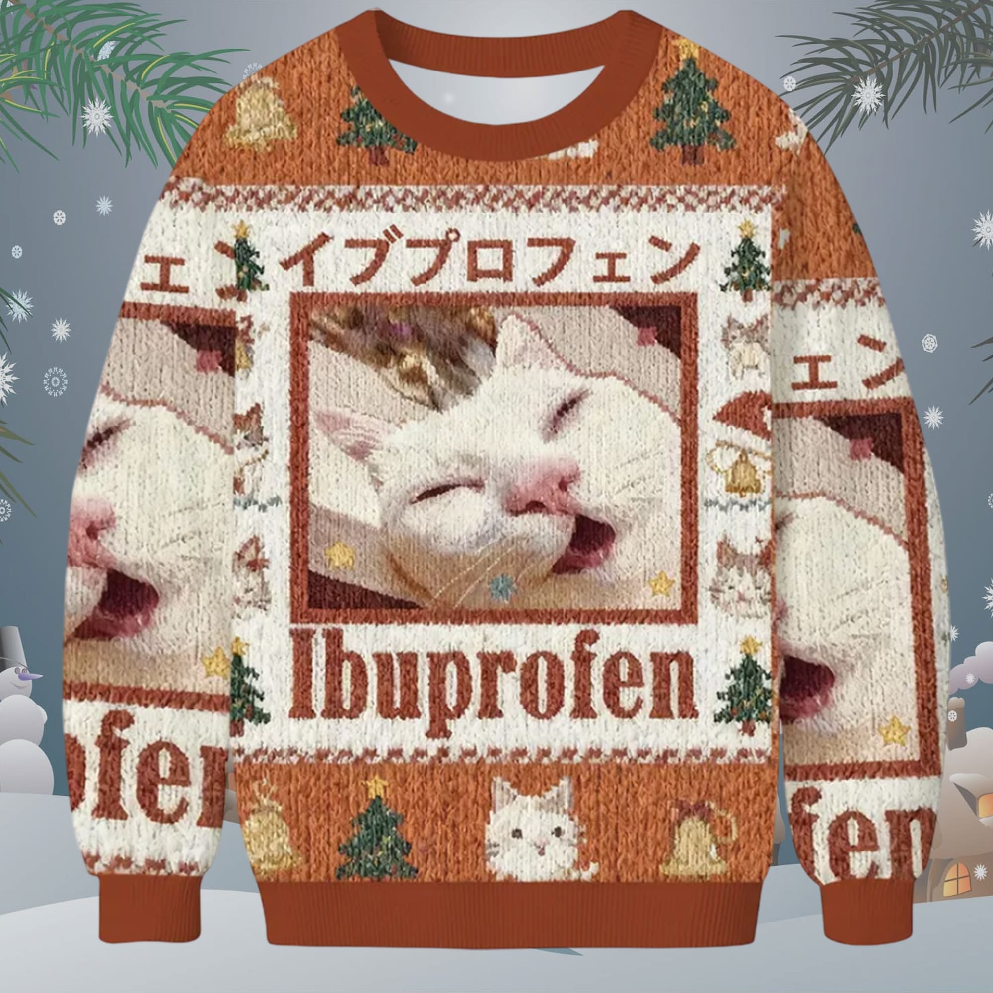 Ibuprofen Meme Cat Christmas Ugly Sweater Ibuprofen Meme Cat Christmas Ugly Sweater